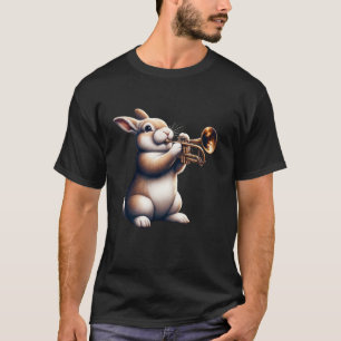 Schattige Konijnenkonijn Spelen Trompet Konijnenmu T-shirt