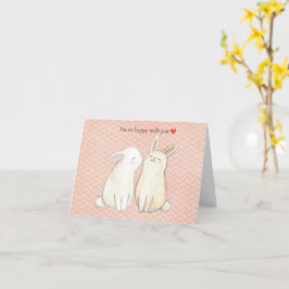 Schattige Konijnenkonijn Valentijn Jubileum Happy Kaart