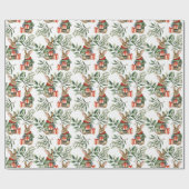 Schattige Konijnenkonijn Waterverf Kerstvakantie Cadeaupapier (Vlak)