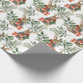 Schattige Konijnenkonijn Waterverf Kerstvakantie Cadeaupapier (Hoek)