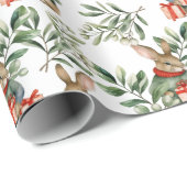 Schattige Konijnenkonijn Waterverf Kerstvakantie Cadeaupapier (Rol Hoek)