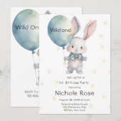 Schattige Konijnenkonijn Wild Een 1e Verjaardagsfe Kaart (Voorkant / Achterkant)