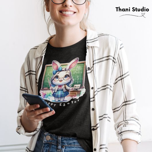 Schattige Konijnenleraar Hoppy Pasen & Aangepaste  T-shirt