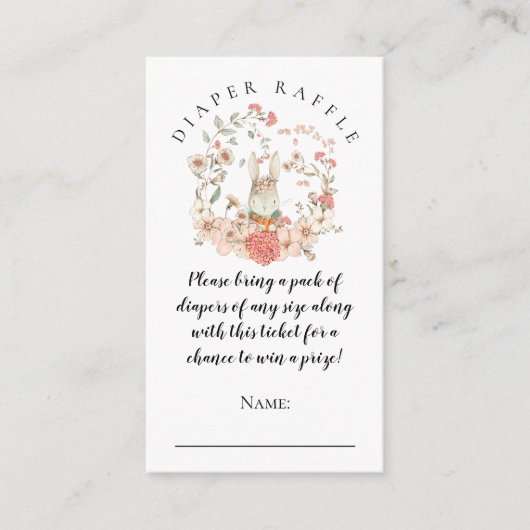 Schattige Konijnenluier Raffle Meisje Douche Informatiekaartje (Voorkant)