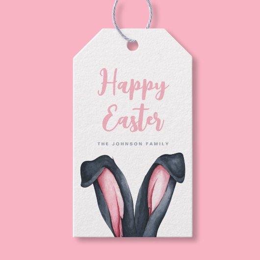 Schattige Konijnenoren Gelukkig Pasen Cadeaulabel