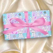 Schattige Konijnenpastel Roze Baby Blauw Fun Anima Cadeaupapier