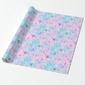 Schattige Konijnenpastel Roze Baby Blauw Fun Anima Cadeaupapier (Uitgerold)