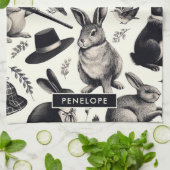 Schattige  Konijnenpatroon Theedoek (Gevouwen)