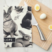 Schattige  Konijnenpatroon Theedoek (Quarter Fold)