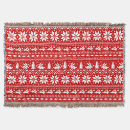 Schattige konijnenrood kerstvakantiepatroon deken