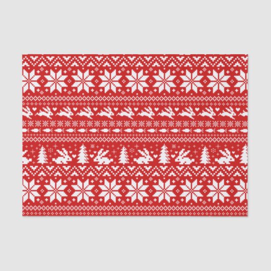 Schattige konijnenrood vakantiepatroon kerst tissuepapier (Voorkant)