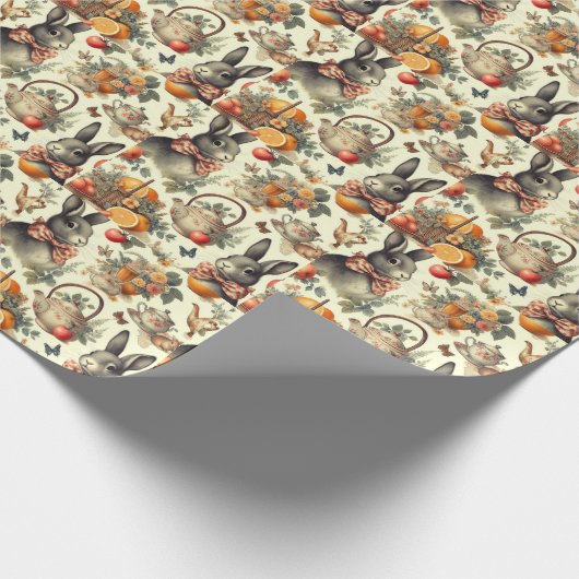 Schattige Konijnenschilderij Cadeaupapier (Hoek)