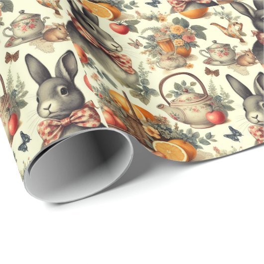 Schattige  Konijnenschilderij Cadeaupapier (Rol Hoek)