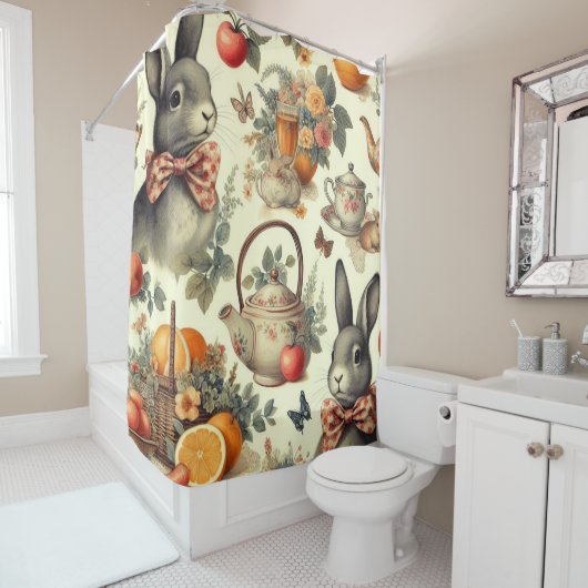 Schattige  Konijnenschilderij Douchegordijn (In situ)
