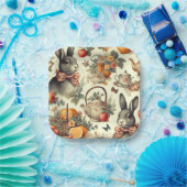 Schattige  Konijnenschilderij Papieren Bordje (Feest)