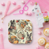 Schattige  Konijnenschilderij Papieren Bordje (Feest)