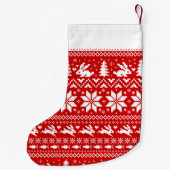 Schattige Konijnenvakantiepatroon Rood en Wit Kleine Kerstsok (Achterkant)