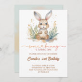 Schattige konijnenverjaardag kaart (Voorkant / Achterkant)