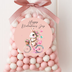 Schattige Konijnharten Roze Harten Gelukkige Valen Ronde Sticker