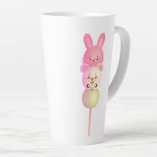 Schattige konijntje, Beer en kikker Dango Glossy P Latte Mok (Rechterhoek)