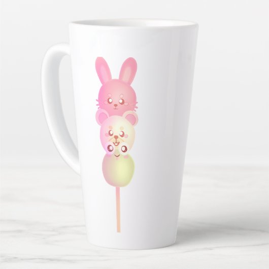 Schattige konijntje, Beer en kikker Dango Glossy P Latte Mok (Linkerhoek)