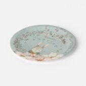 Schattige Konijntje Botanische Jongen Groene Doop Papieren Bordje (Gekanteld)