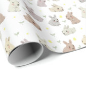 Schattige konijntje en bloemenillustratiepatroon cadeaupapier (Rol Hoek)