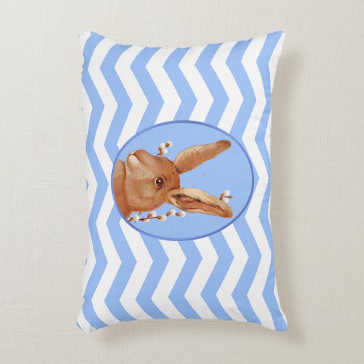 Schattige  konijntje en Chevron Pattern Decoratief Kussen (Voorkant(Verticaal))