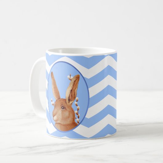 Schattige  konijntje en Chevron Pattern Koffiemok (Voorkant links)