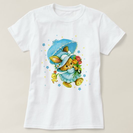 Schattige  konijntje en chick paascadeau t-shirt (Design voorkant)