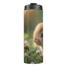 Schattige konijntje en een lieveheersbeestje op he