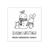 Schattige Konijntje en Sneeuwman Seizoenen Groeten Rubberstempel (Afrduk)