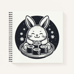 Schattige konijntje eten sushi japans kawaii notitieboek