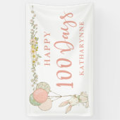 Schattige  konijntje Floral 100 dag viering Spandoek (Verticaal)