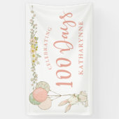 Schattige  konijntje Floral 100 dag viering Spandoek (Verticaal)