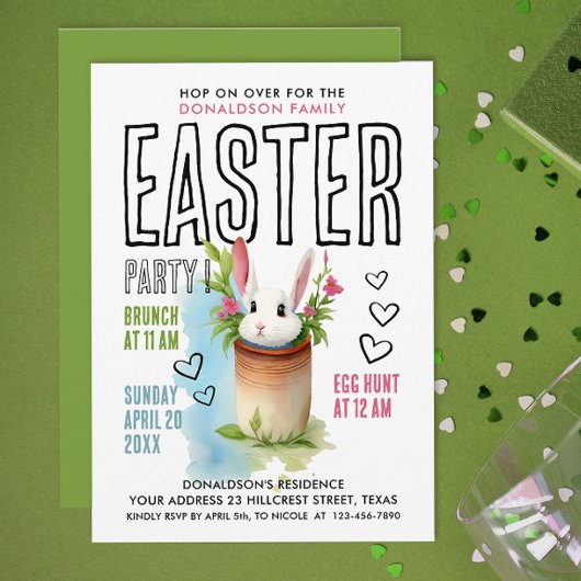 Schattige konijntje groen roze paaseierjacht Water Kaart