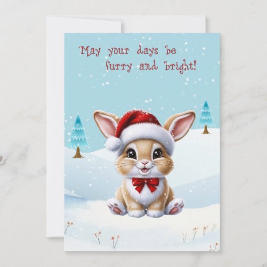 Schattige konijntje in de Kaart van Snow Christmas (Voorkant)
