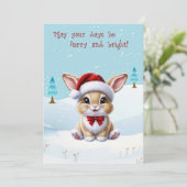 Schattige konijntje in de Kaart van Snow Christmas (Staand voorkant)