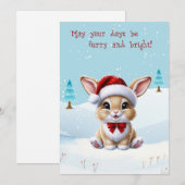 Schattige konijntje in de Kaart van Snow Christmas (Voorkant / Achterkant)