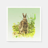 Schattige konijntje in groen graspapier servet (Voorkant)