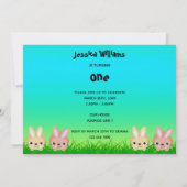 Schattige konijntje in mand Pasen 1e Verjaardag Kaart (Achterkant)