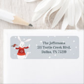 Schattige konijntje kerst retour label (Insitu)