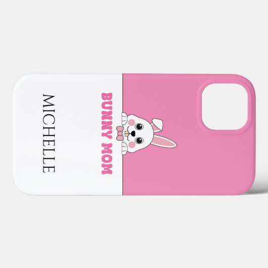 Schattige konijntje mam roze gepersonaliseerd Case-Mate iPhone case (Achterkant (horizontaal))