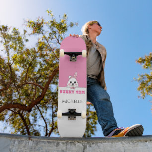 Schattige konijntje mam roze gepersonaliseerd persoonlijk skateboard