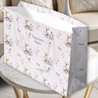 Schattige konijntje meisje gepersonaliseerde naam groot cadeauzakje