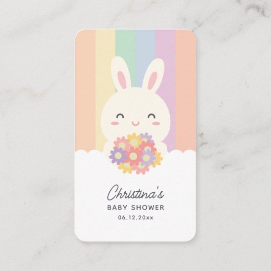 Schattige konijntje meisje of jongen Baby shower b Informatiekaartje (Achterkant)