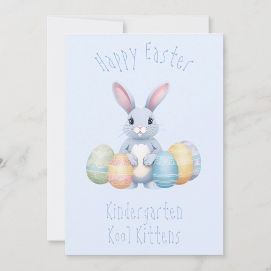 Schattige konijntje met paaseieren kleuterschool K Feestdagenkaart (Voorkant)