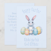 Schattige konijntje met paaseieren kleuterschool K Feestdagenkaart (Voorkant / Achterkant)