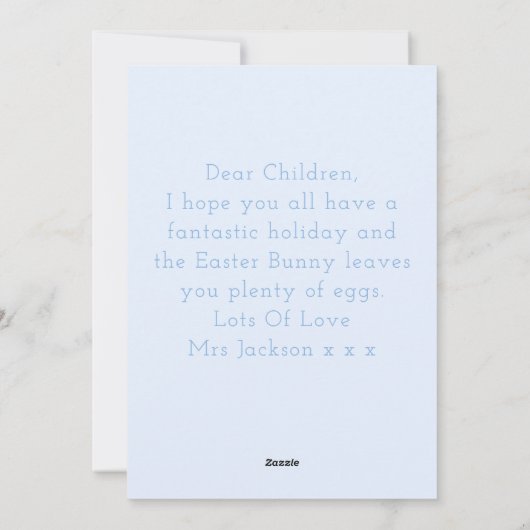 Schattige konijntje met paaseieren kleuterschool K Feestdagenkaart (Achterkant)