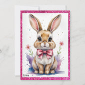 Schattige konijntje met roze strikje kaart (Voorkant)
